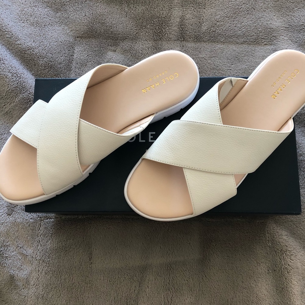 Cole Haan ZeroGrand Crisscross Slides White Size 7